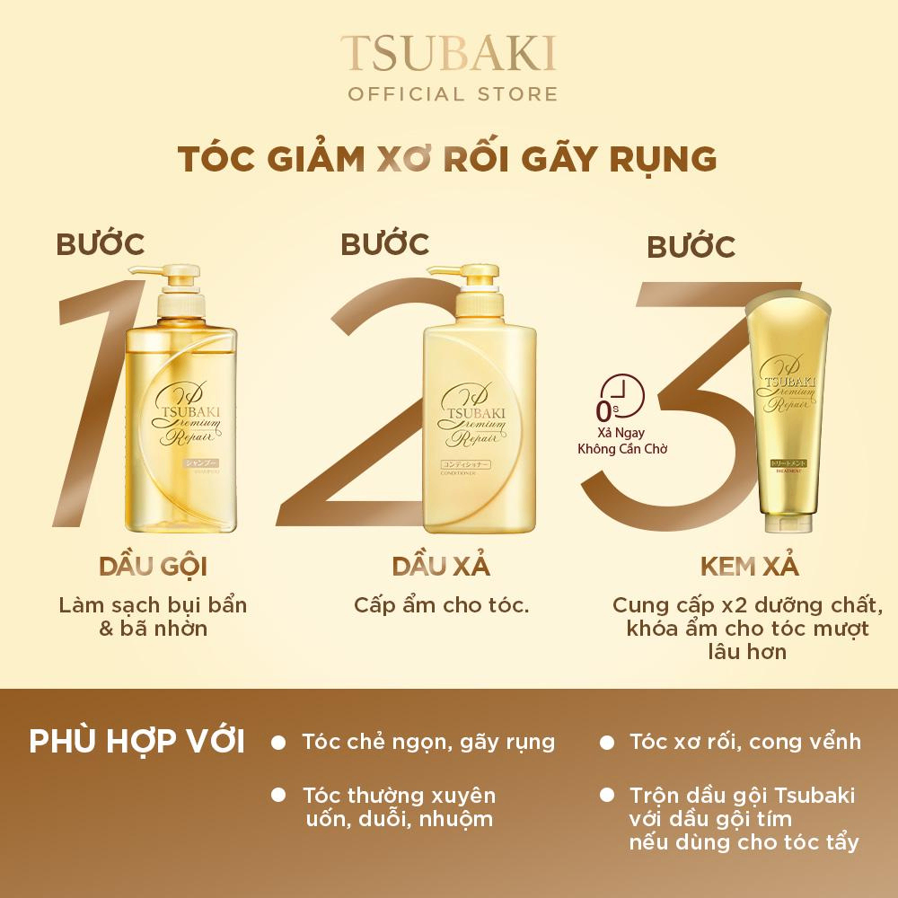 Dầu gội & xả Premium Repair Tsubaki 490ml phục hồi giảm rụng tóc