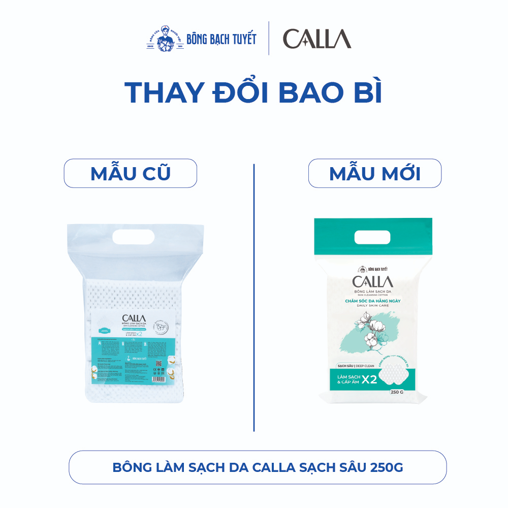 Bông tẩy trang Bông Bạch Tuyết Calla 250g chất bông mềm mịn làm sạch sâu