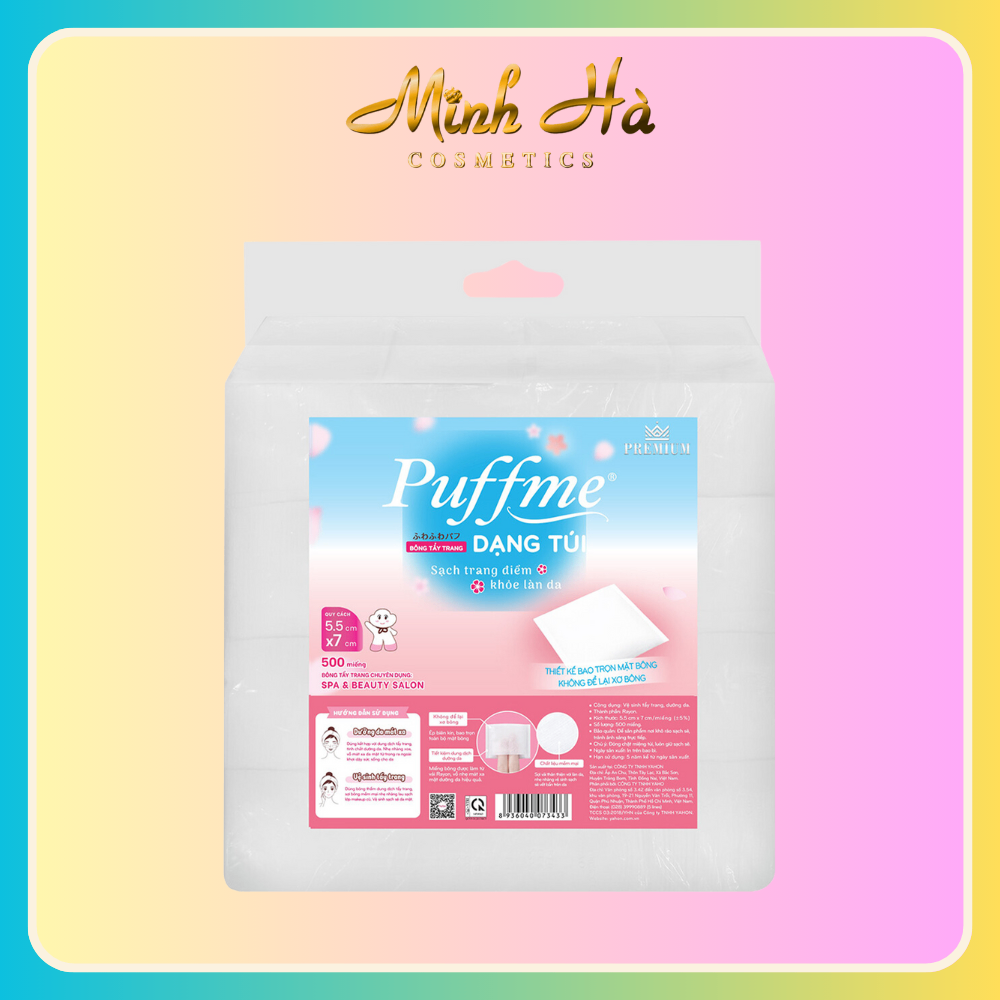 Bông tẩy trang PUFFME dạng túi 500 miếng