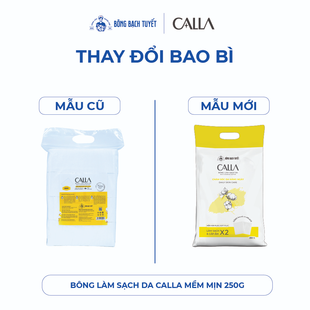 Bông tẩy trang Bông Bạch Tuyết Calla 250g chất bông mềm mịn làm sạch sâu