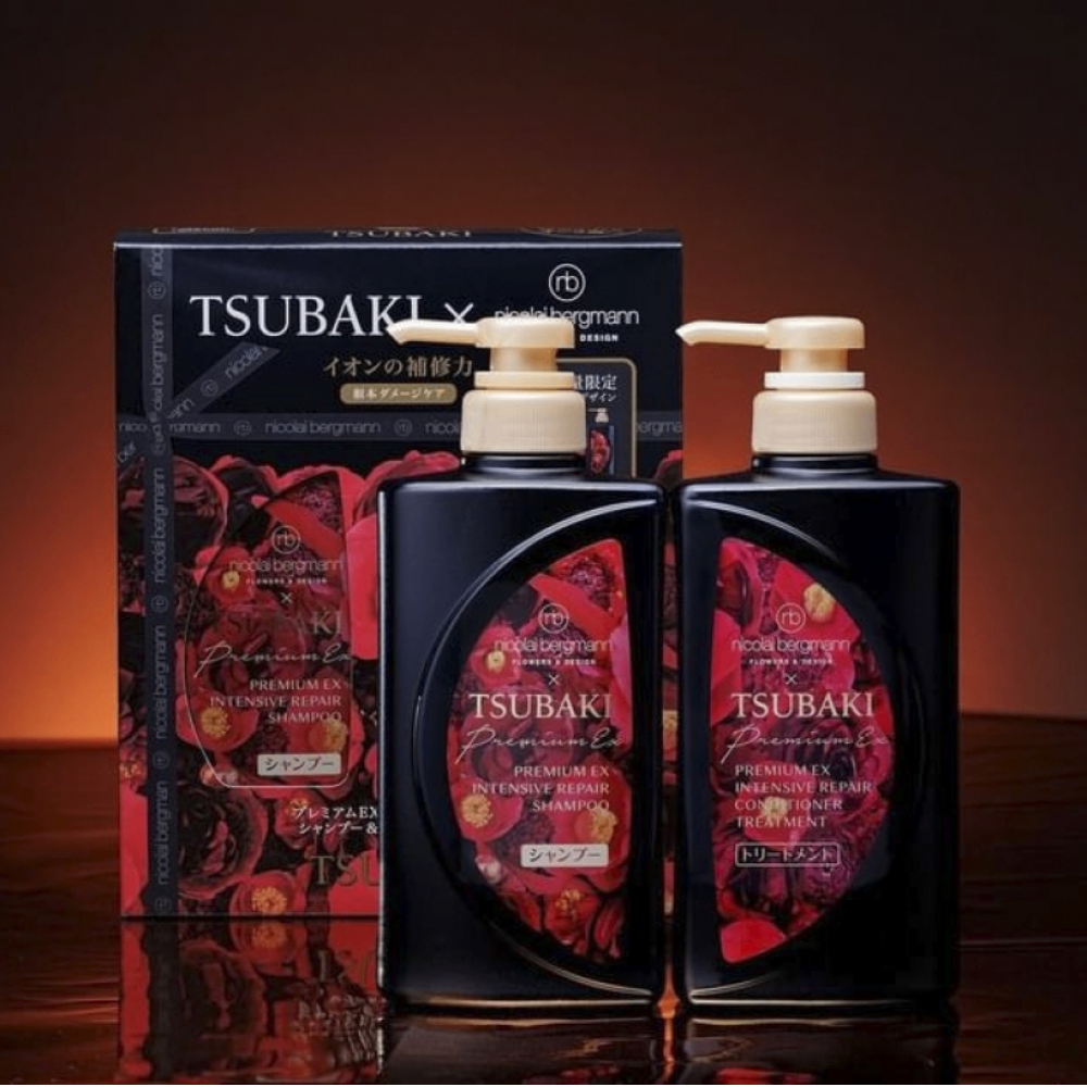 Bộ dầu gội & xả Tsubaki Nicolai Bergmann PREMIUM EX 400ml (màu đen đỏ)
