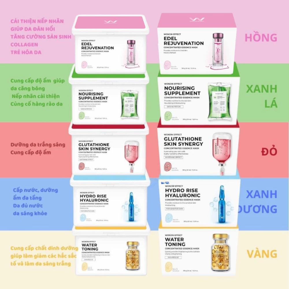 Hộp 30 miếng mặt nạ Wonjin Hydro Rise/Nourising Supplement Mask 350g cấp ẩm phục hồi da