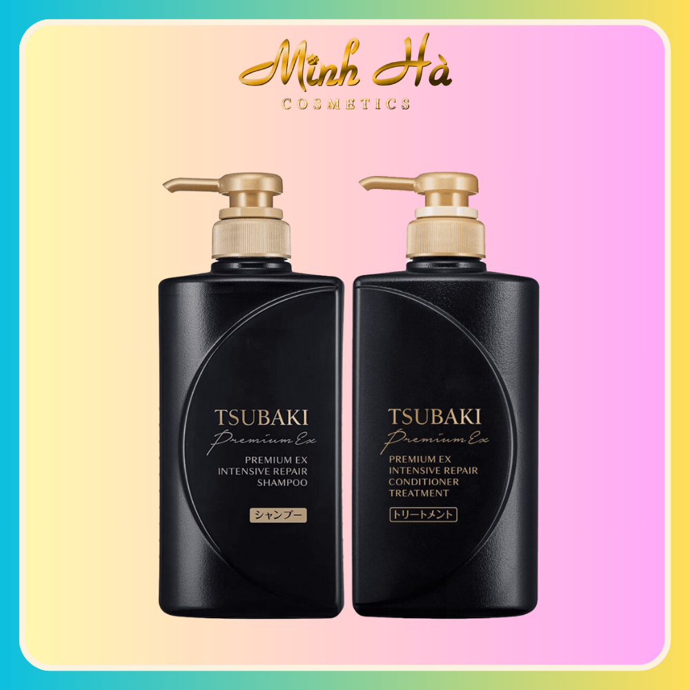 Gội xả Premium EX Intensive Repair Tsubaki 490ml (Màu đen) phục hồi và tái tạo hư tổn