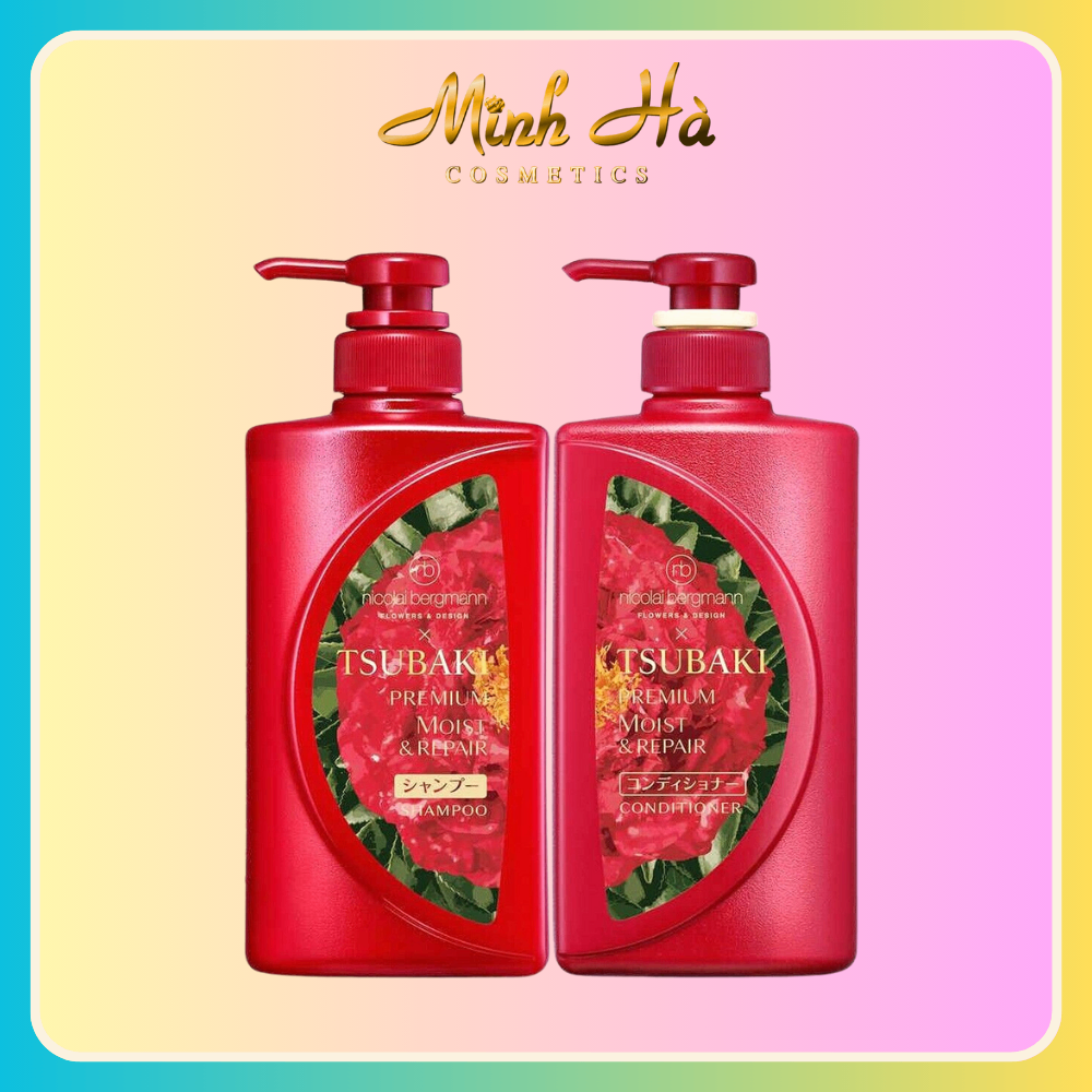 Bộ dầu gội & xả Tsubaki Nicolai Bergmann PREMIUM Moist & Repair 400ml (màu trắng đỏ)