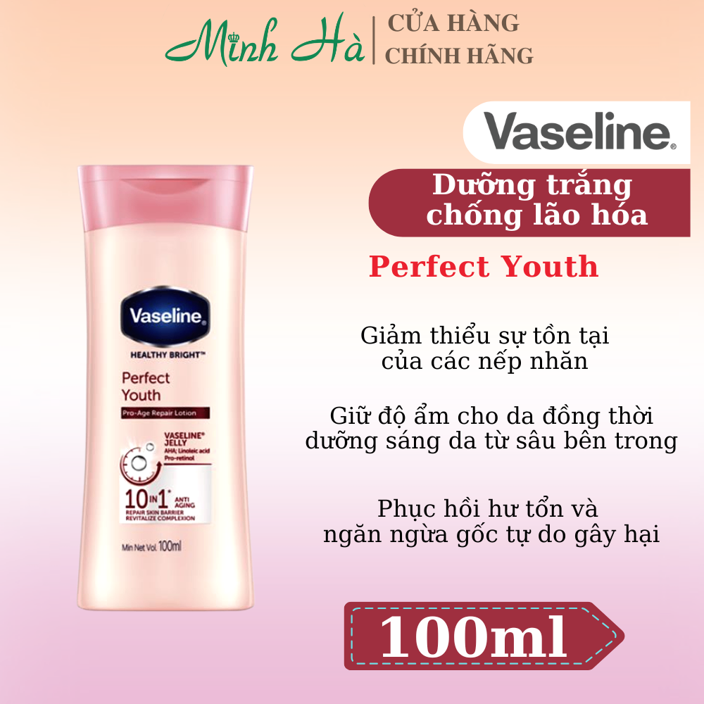 Sữa dưỡng thể Vaseline Healthy White 350ml dưỡng trắng da không nhờn rít