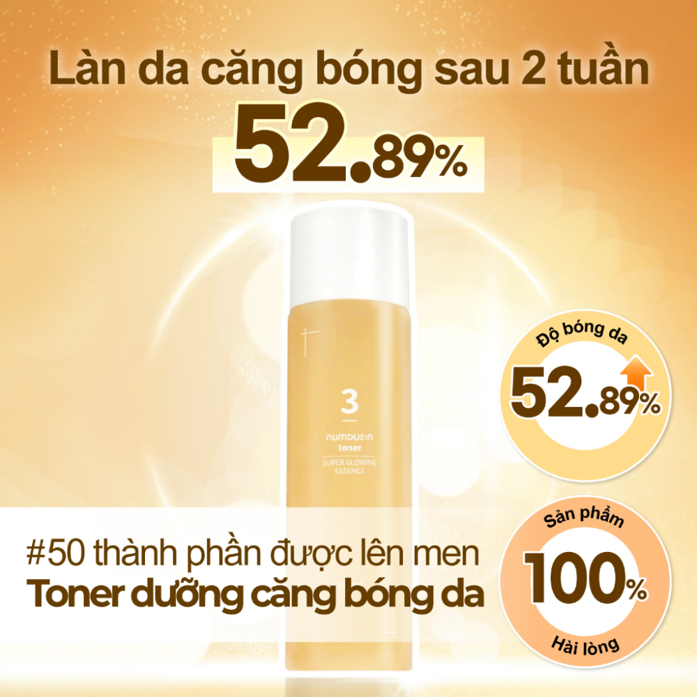 Toner Numbuzin No.3 Super Glowing Essence 200ml căng bóng da kiểm soát dầu nhờn