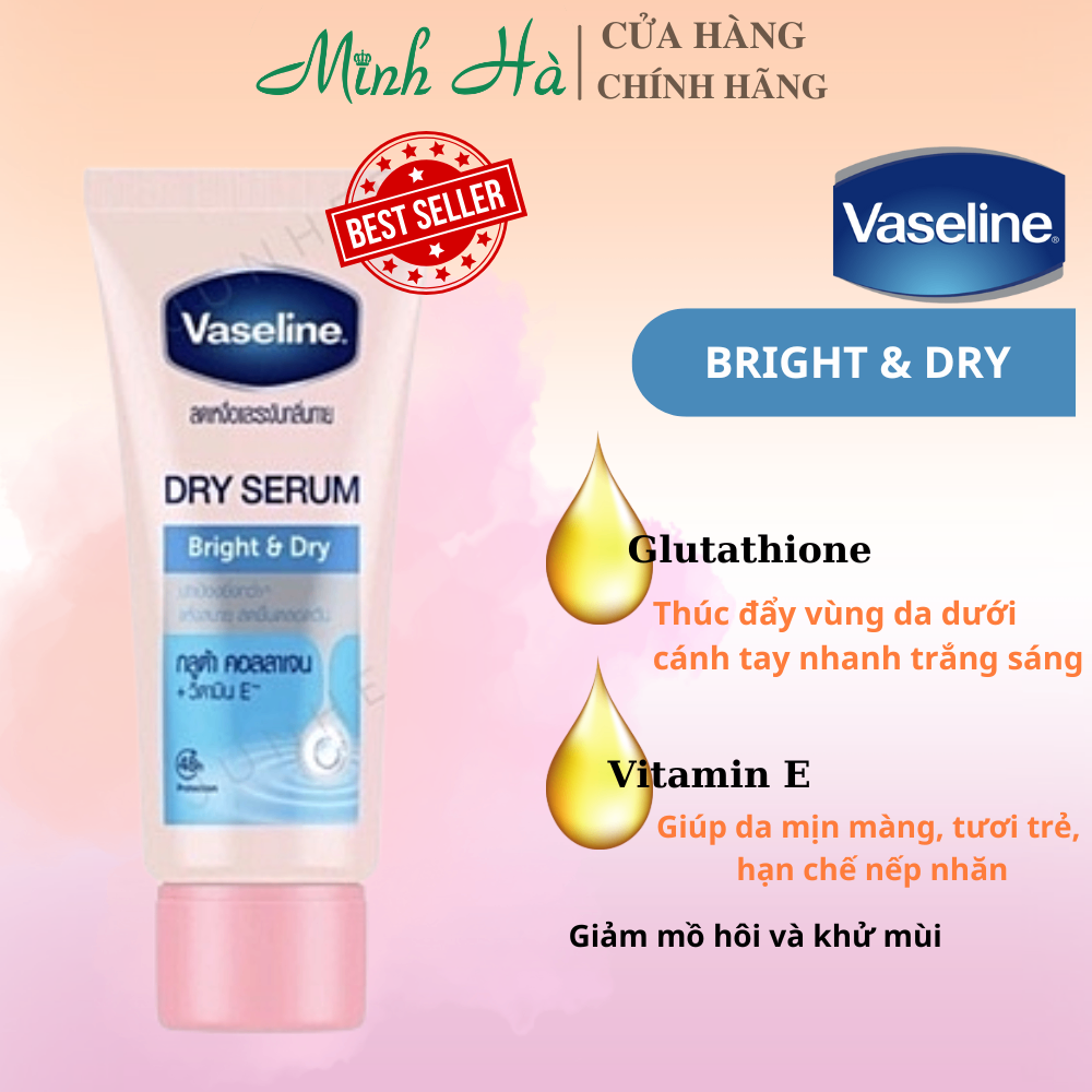 Serum dưỡng trắng nách Vaseline Dry Serum 45ml giúp da trắng sáng tức thì