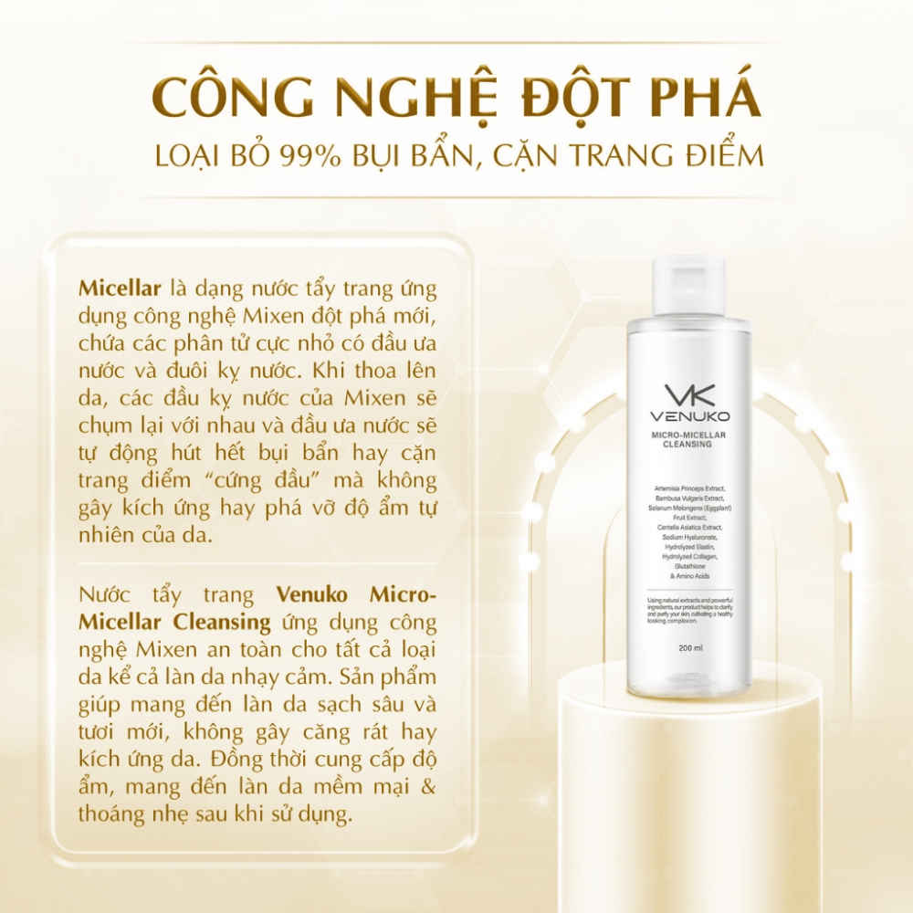 Nước tẩy trang Venuko Micro Micellar Cleansing 200ml