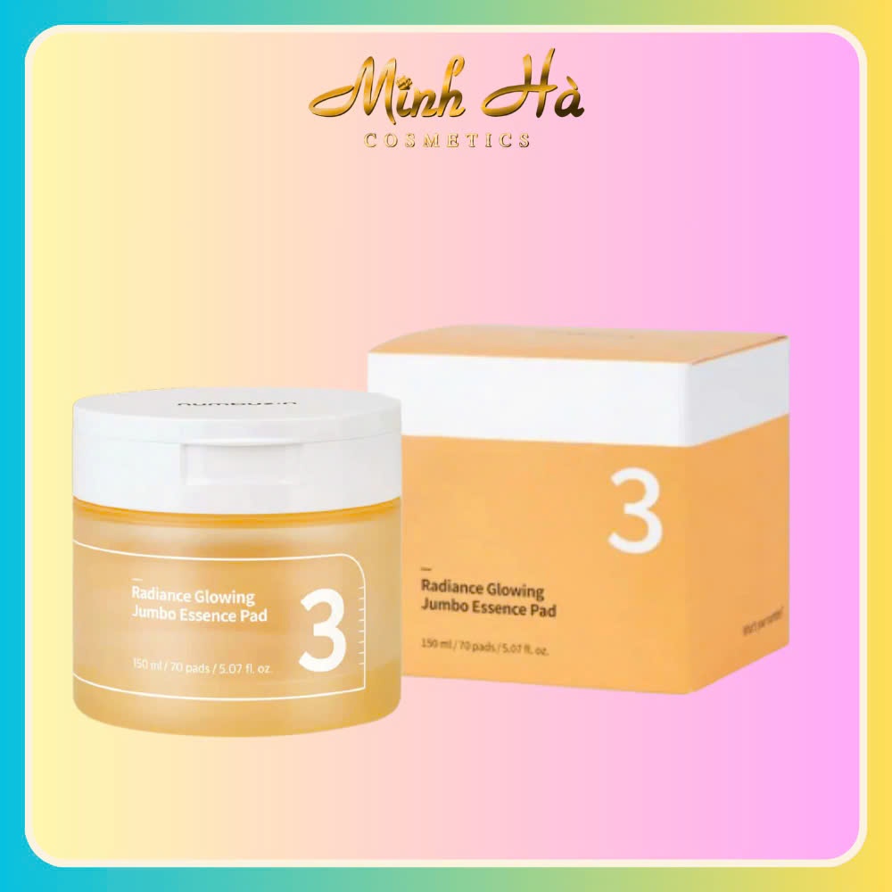 Toner Pad Numbuzin No.3 Radiance Glowing Jumbo Essence 180ml dưỡng sáng da, cấp ẩm