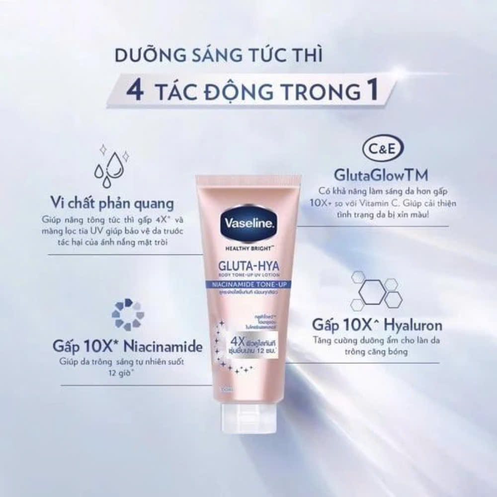 Dưỡng thể nâng tông Vaseline Thái 4x Healthy Bright Body Tone - Up 300ml
