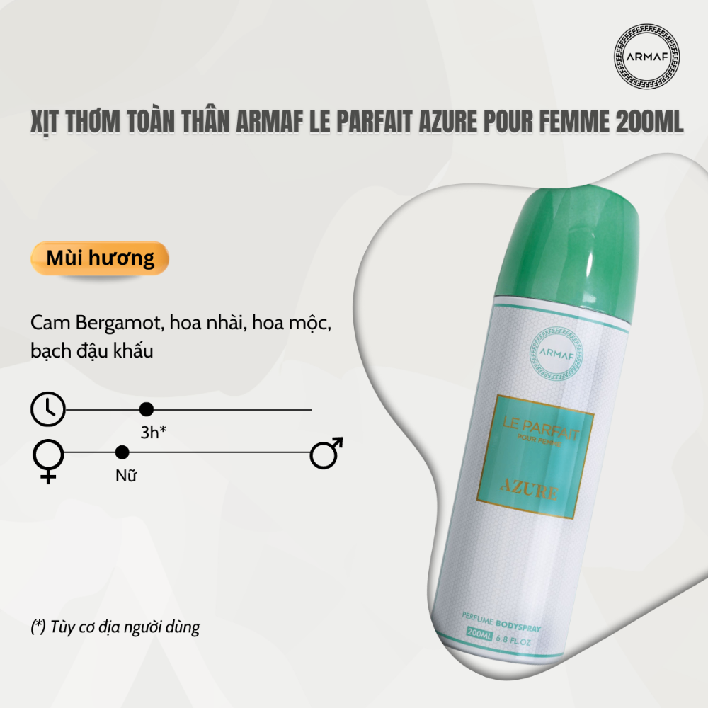 Xịt thơm ARMAF Club De Nuit Body Spray 200ml thiết kế sang trọng hương thơm tinh tế