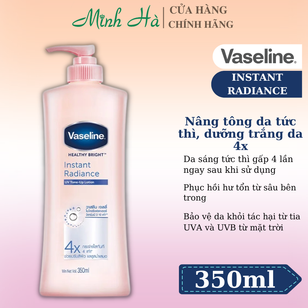 Sữa dưỡng thể Vaseline Healthy White 350ml dưỡng trắng da không nhờn rít