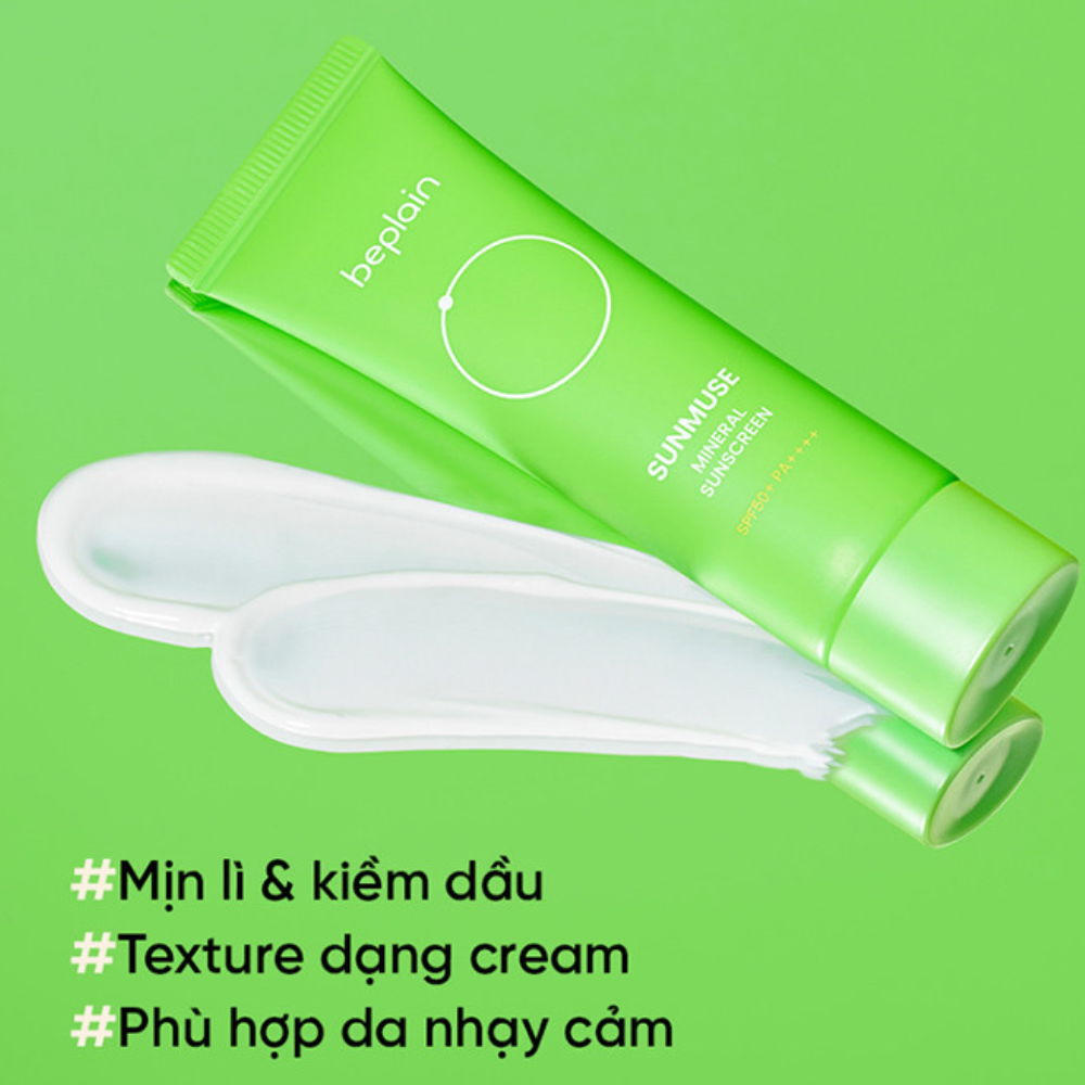 Kem chống nắng Beplain 50ml thuần chay cho các loại da khác nhau