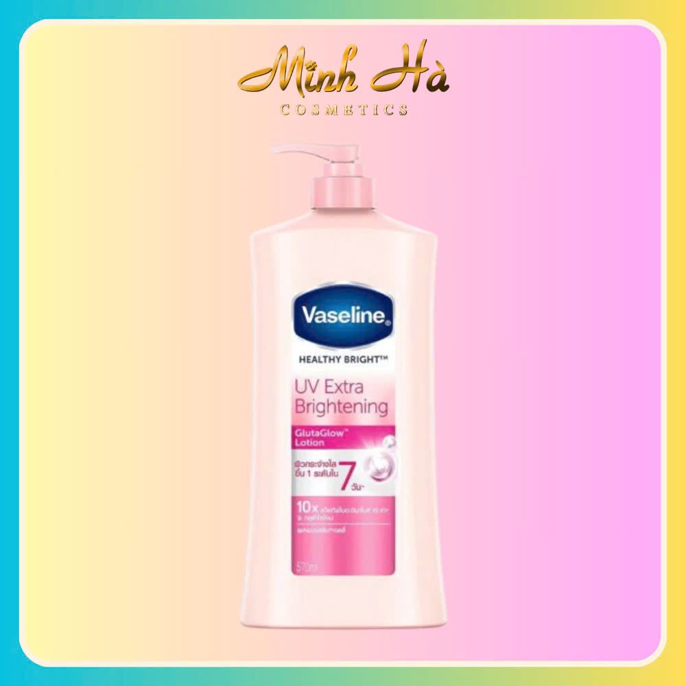 Sữa dưỡng thể Vaseline Healthy Bright UV Extra Brightening GlutaGlow Lotion 500ml cho phái đẹp làn da khoẻ mạnh và mịn màng tự nhiên