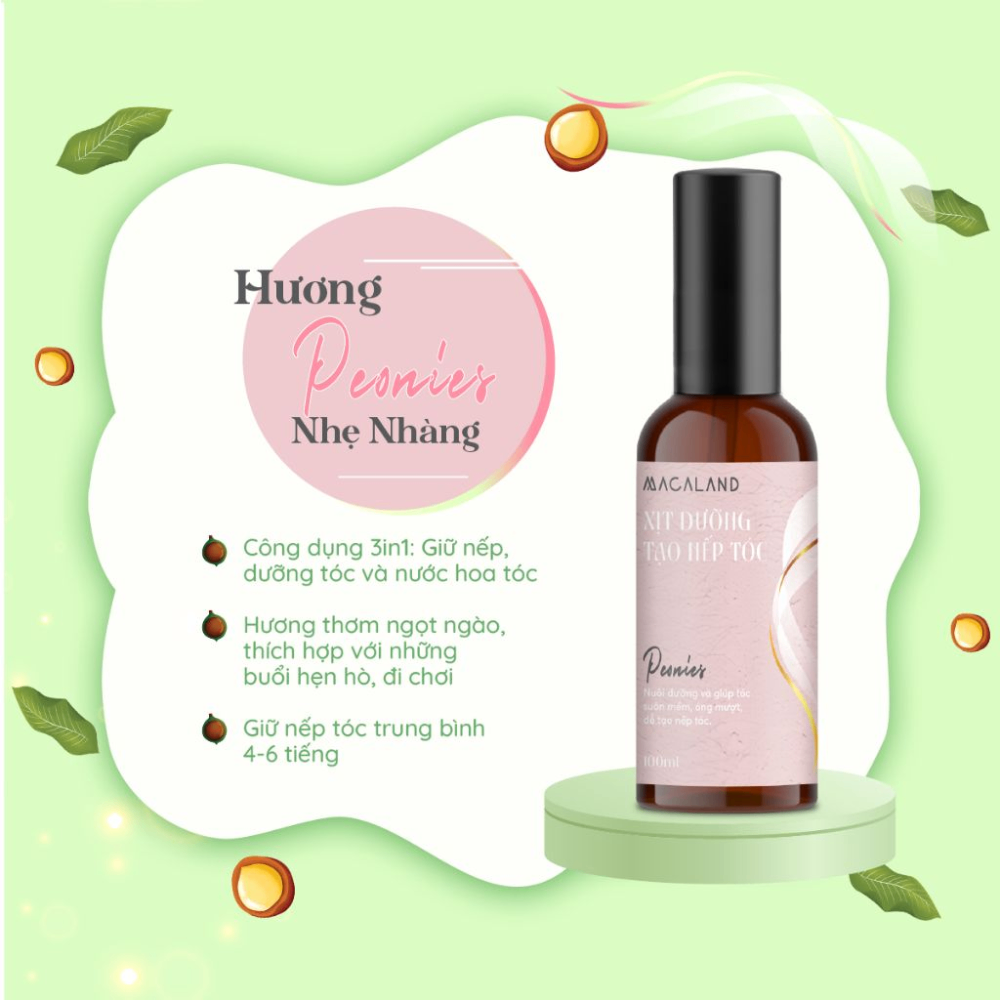 Xịt dưỡng tóc Macaland 100ml giữ nếp tóc lưu hương nước hoa