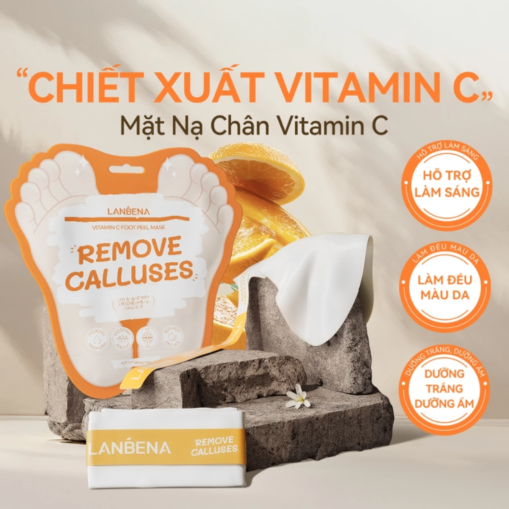 Mặt nạ chân Lanbena Remove Calluses Foot Peel Mask 40g loại bỏ tế bào chết dưỡng trắng da hiệu quả