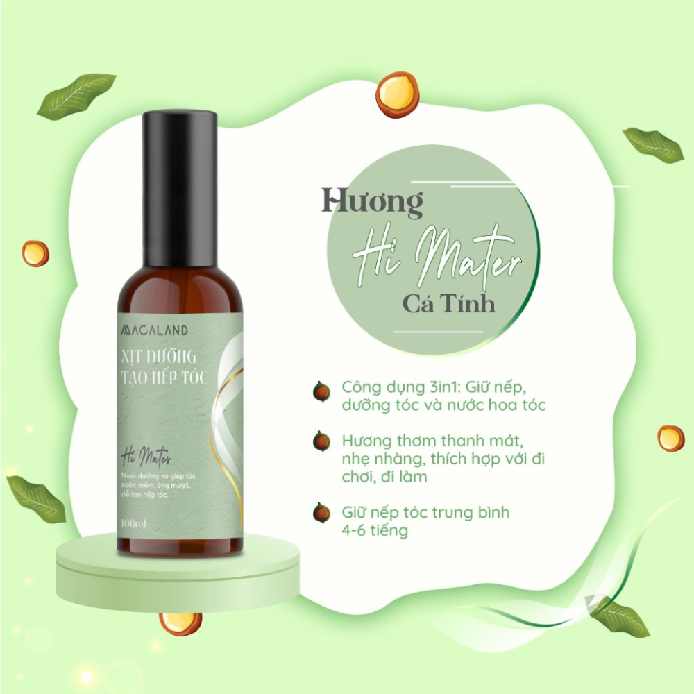 Xịt dưỡng tóc Macaland 100ml giữ nếp tóc lưu hương nước hoa