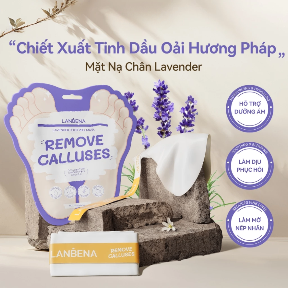 Mặt nạ chân Lanbena Remove Calluses Foot Peel Mask 40g loại bỏ tế bào chết dưỡng trắng da hiệu quả