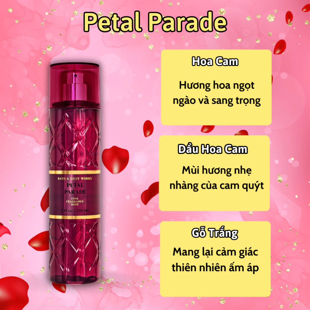 Xịt thơm Bath & Body Works 236ml với mùi hương ngọt ngào, mát dịu, nhẹ nhàng phù hợp cho mọi lứa tuổi