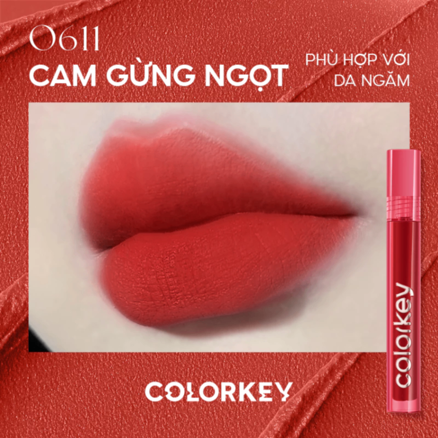 Son kem Colorkey Airy Velvet Lip Lacquer 3g chất son mịn lì mềm mượt trên môi