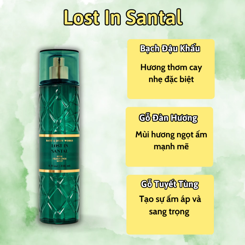 Xịt thơm Bath & Body Works 236ml với mùi hương ngọt ngào, mát dịu, nhẹ nhàng phù hợp cho mọi lứa tuổi