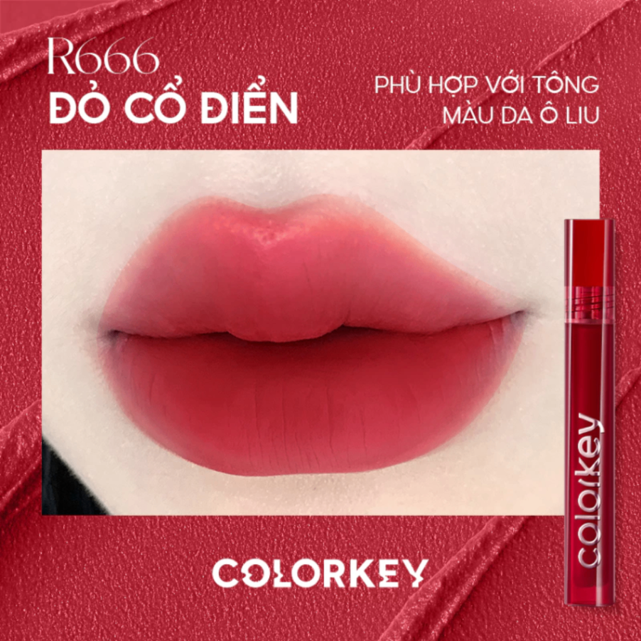 Son kem Colorkey Airy Velvet Lip Lacquer 3g chất son mịn lì mềm mượt trên môi