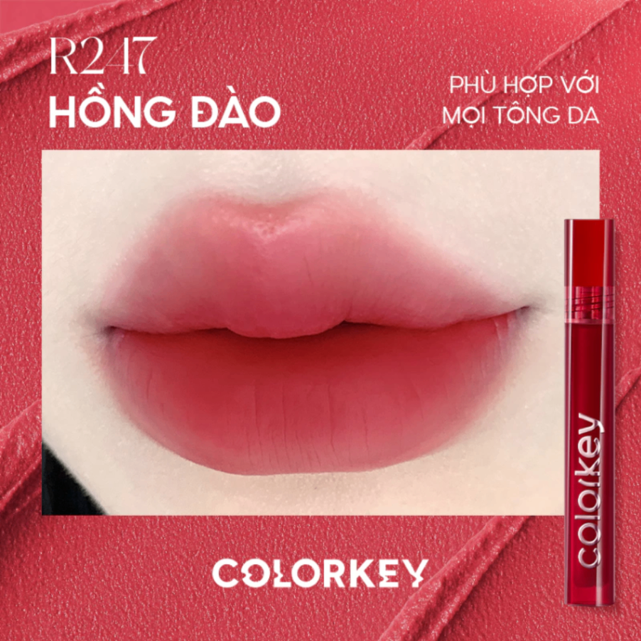 Son kem Colorkey Airy Velvet Lip Lacquer 3g chất son mịn lì mềm mượt trên môi