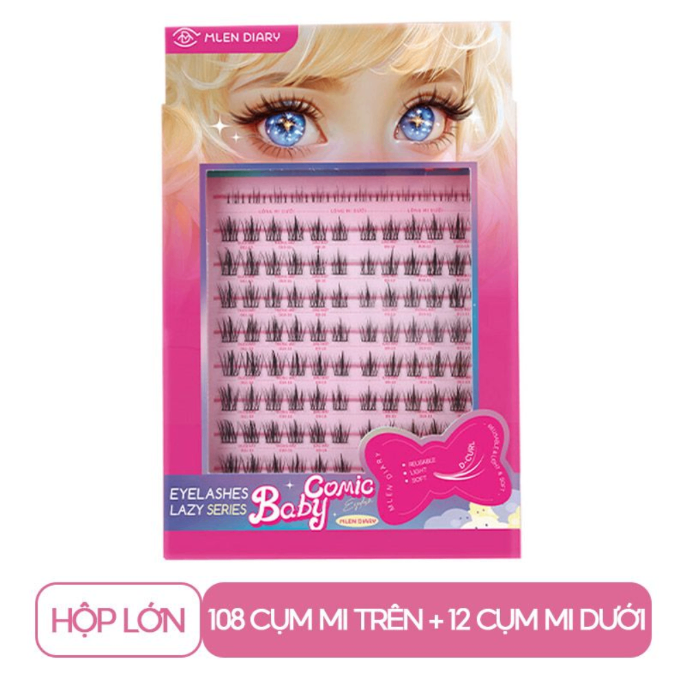 Mi giả Mlen Diary Lazy lashes Series Baby comic eyelash tạo hiệu ứng trang điểm tự nhiên, cho đôi mắt long lanh, to tròn