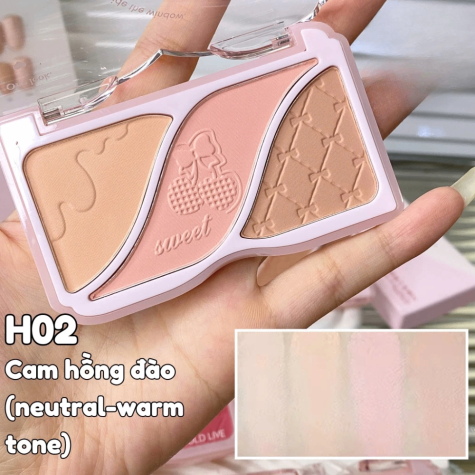 Phấn má Hold Live 3 ô Minor Emotions HL750 9g chất phấn mịn lên màu chuẩn