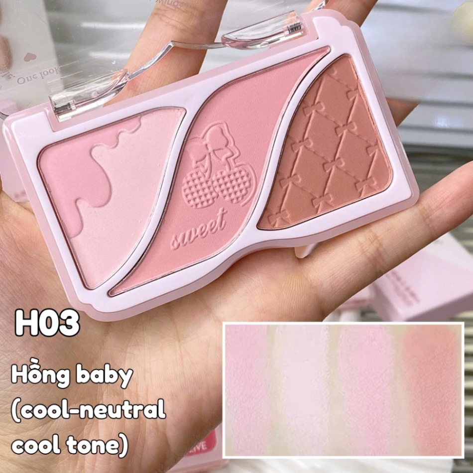 Phấn má Hold Live 3 ô Minor Emotions HL750 9g chất phấn mịn lên màu chuẩn