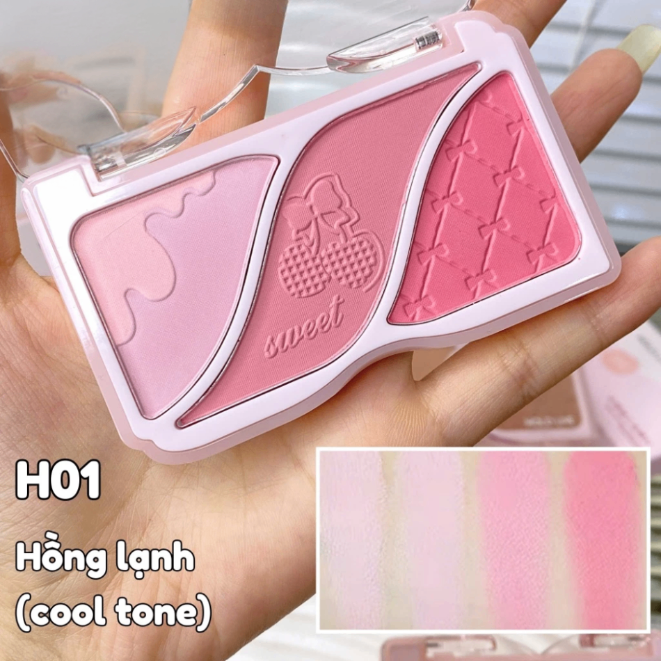 Phấn má Hold Live 3 ô Minor Emotions HL750 9g chất phấn mịn lên màu chuẩn