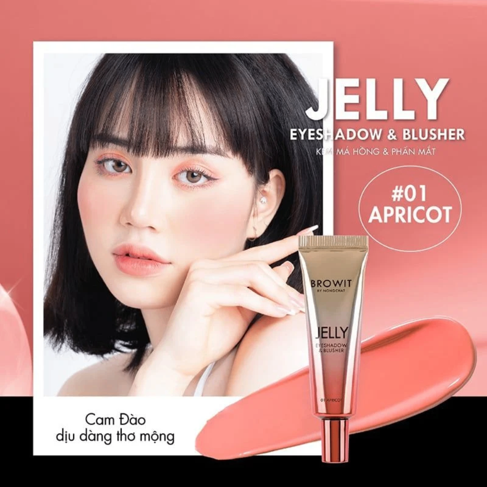Má hồng kem & phấn mắt Browit By Nongchat Jelly Eyeshadow & Blusher 10g kết cấu lỏng nhẹ dễ tán