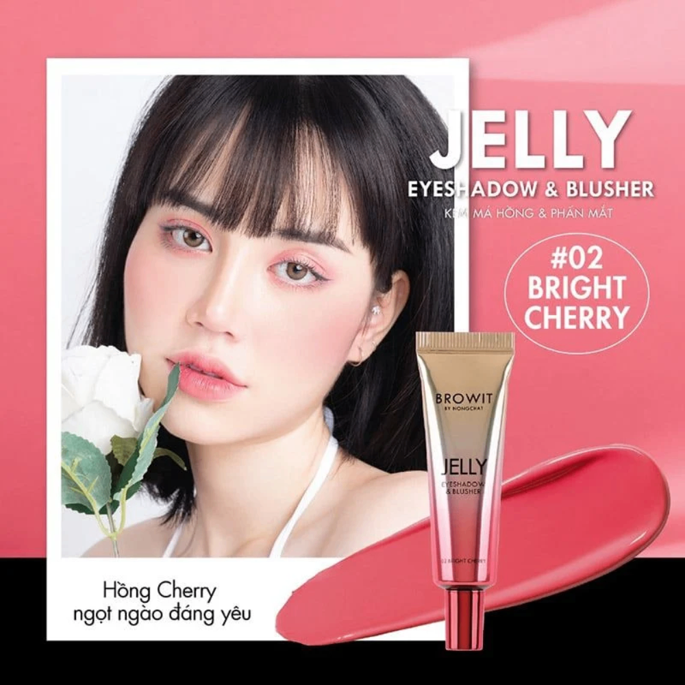 Má hồng kem & phấn mắt Browit By Nongchat Jelly Eyeshadow & Blusher 10g kết cấu lỏng nhẹ dễ tán