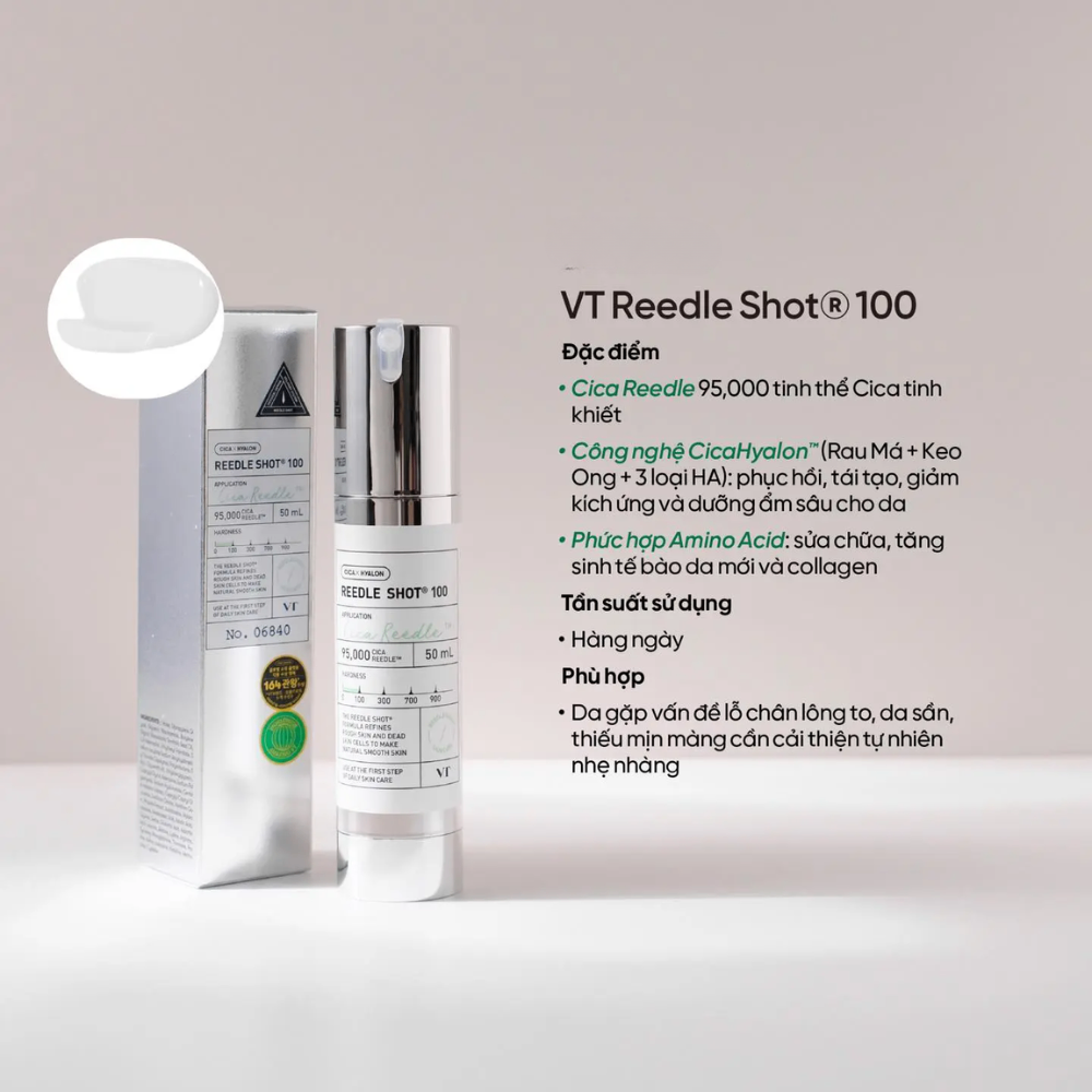 Tinh chất VT Cosmetics Cica Reedle Shot Essence 50ml tái tạo căng bóng da