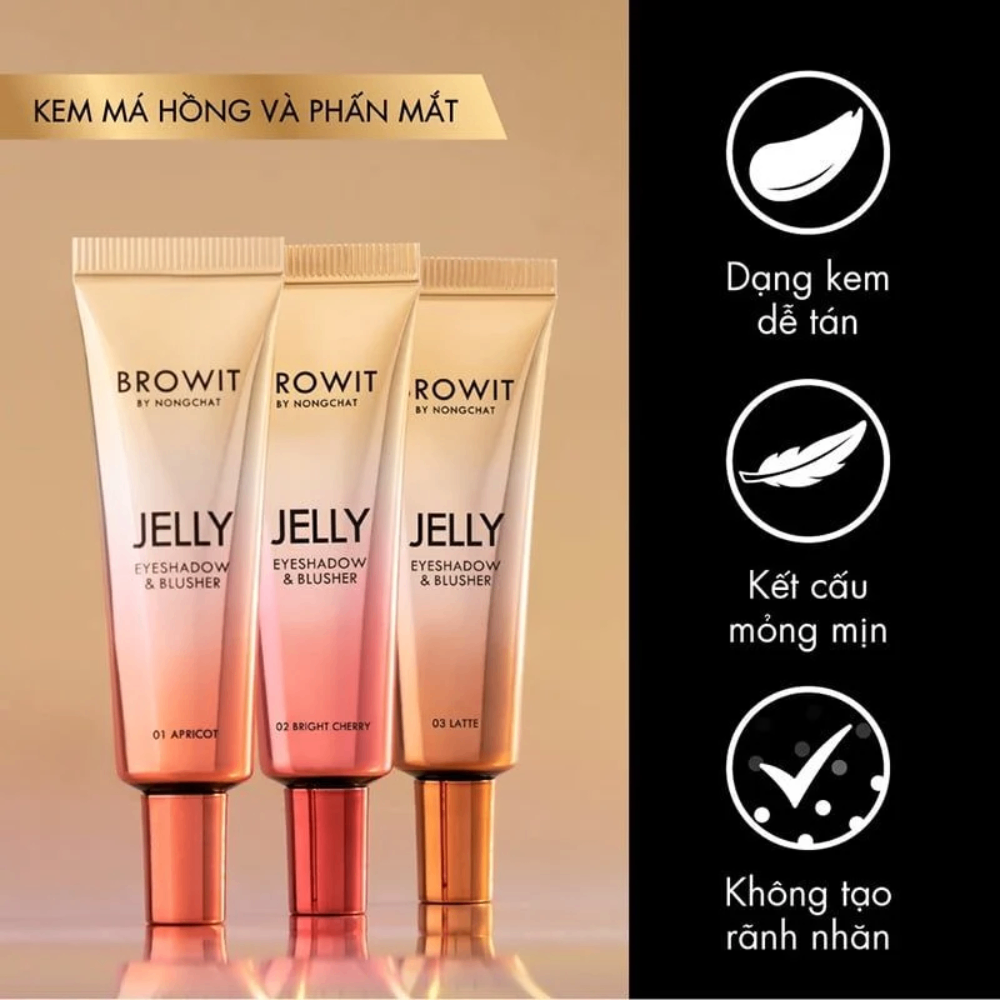 Má hồng kem & phấn mắt Browit By Nongchat Jelly Eyeshadow & Blusher 10g kết cấu lỏng nhẹ dễ tán