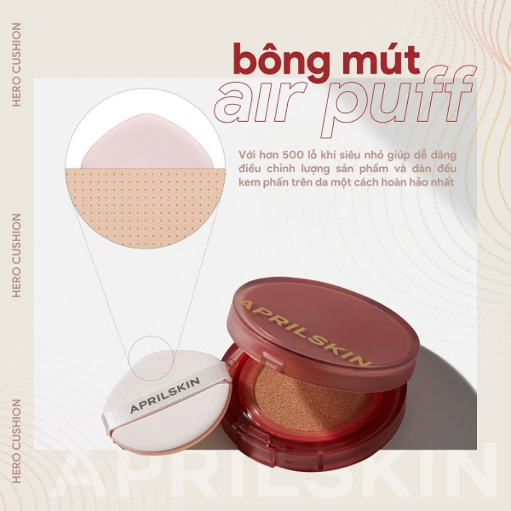 Phấn nước Aprilskin Hero Cushion 12g che phủ hoàn hảo bền màu suốt cả ngày