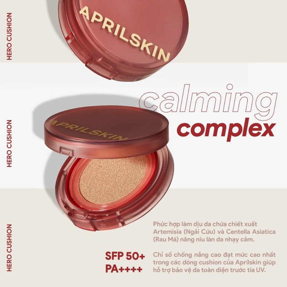 Phấn nước Aprilskin Hero Cushion 12g che phủ hoàn hảo bền màu suốt cả ngày