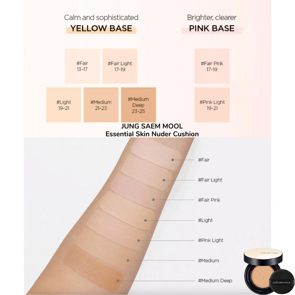 Phấn nước Jung Saem Mool Essential Skin Nuder Long Wear Cushion SPF50+ PA+++ (kèm lõi) 14g che phủ tốt bền màu