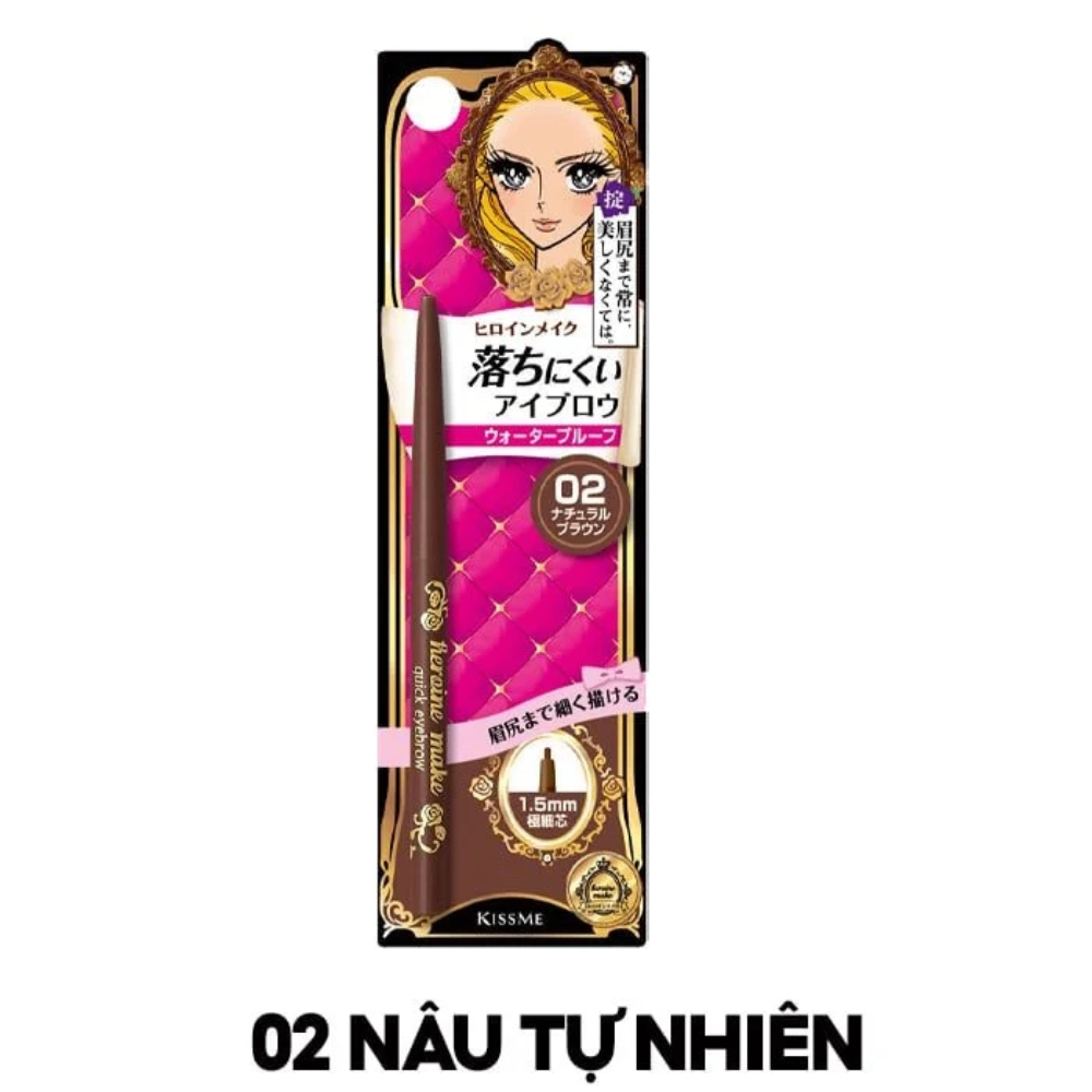 Chì kẻ mày Kiss me Heroine Make Quick Eyebrow 0.07g siêu mảnh sắc nét lâu trôi
