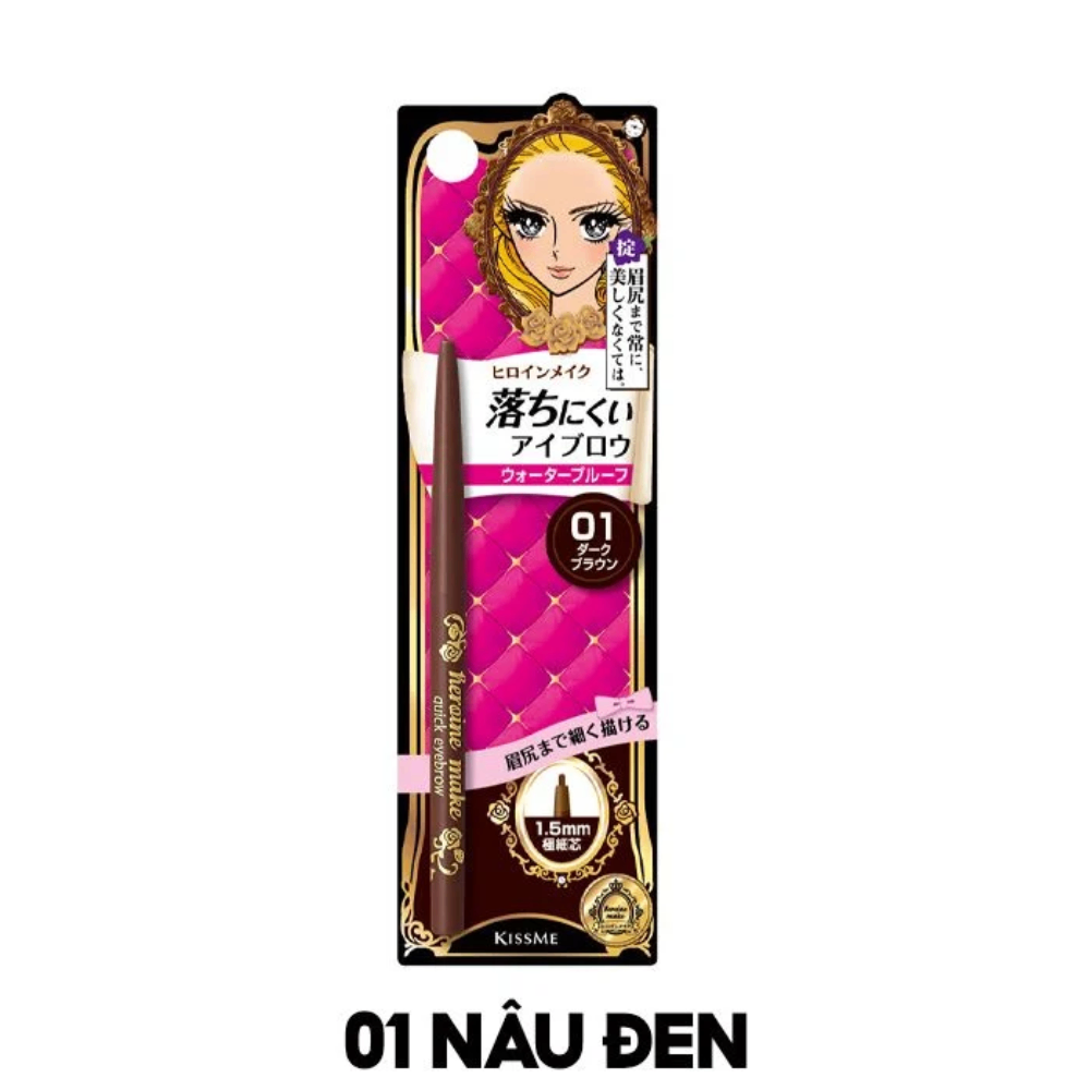 Chì kẻ mày Kiss me Heroine Make Quick Eyebrow 0.07g siêu mảnh sắc nét lâu trôi
