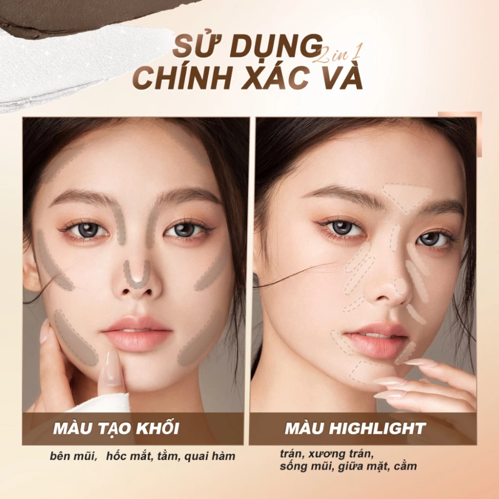 Bút tạo khối Sace Lady hai đầu SL274 3.2g trang điểm mượt mà tự nhiên
