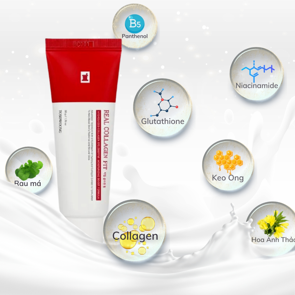 Kem peel da TOSOWOONG Real Collagen Fit 50ml giúp da căng bóng mịn mướt