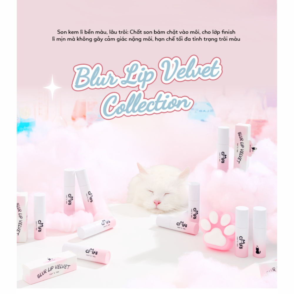 Son kem Cat's Lab Blur Lip Velvet 25.5g chất son mịn lì dễ tán