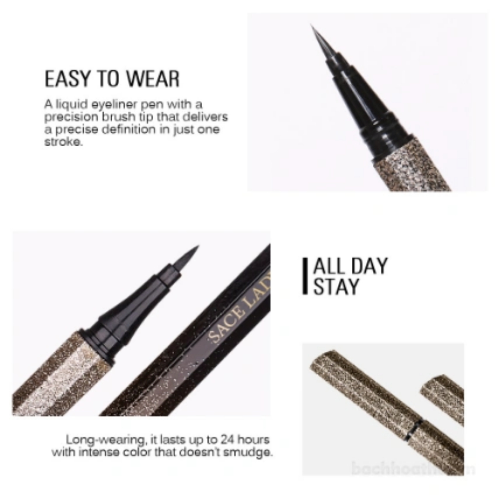 Kẻ mắt dạng nước Sace Lady Inky Black Eyeliner 1.2ml chống trôi kẻ mắt nhanh chóng