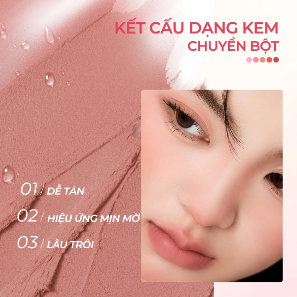 Má hồng dạng kem Sace Lady Air Cushion Clay Blush 3g kết cấu mượt mà lên màu chuẩn
