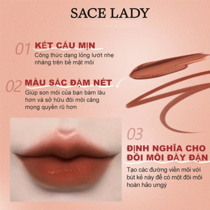 Chì kẻ viền môi Sace Lady Velvet Mousse Multi Pencil Shade 0.2g kết cấu mịn lì dễ tán