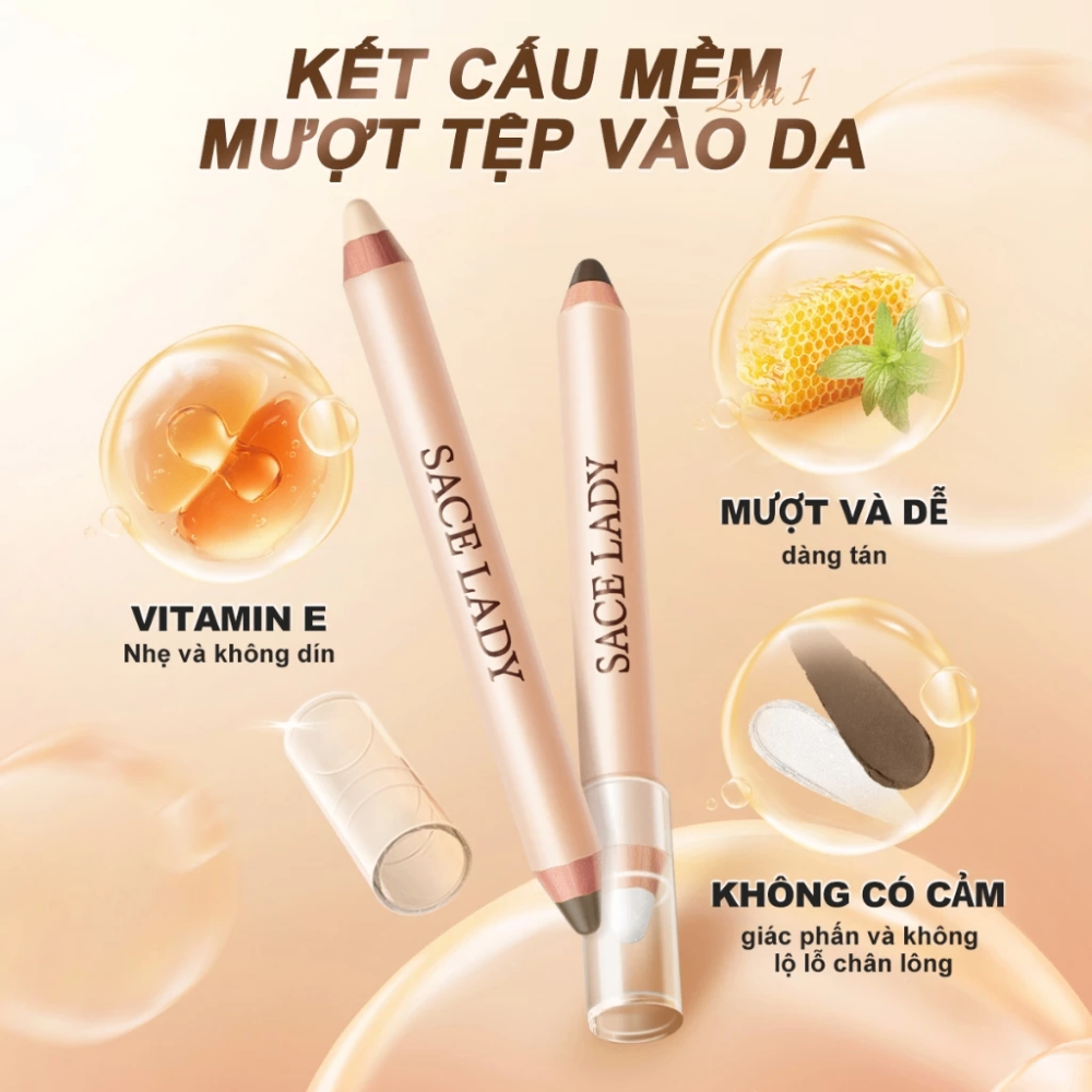 Bút tạo khối Sace Lady hai đầu SL274 3.2g trang điểm mượt mà tự nhiên