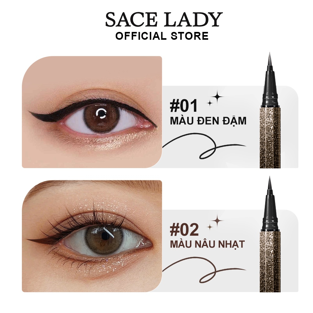 Kẻ mắt dạng nước Sace Lady Inky Black Eyeliner 1.2ml chống trôi kẻ mắt nhanh chóng
