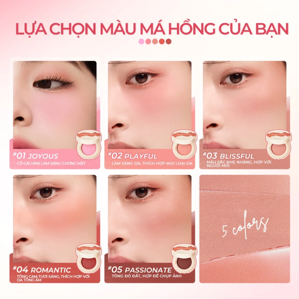 Má hồng dạng kem Sace Lady Air Cushion Clay Blush 3g kết cấu mượt mà lên màu chuẩn