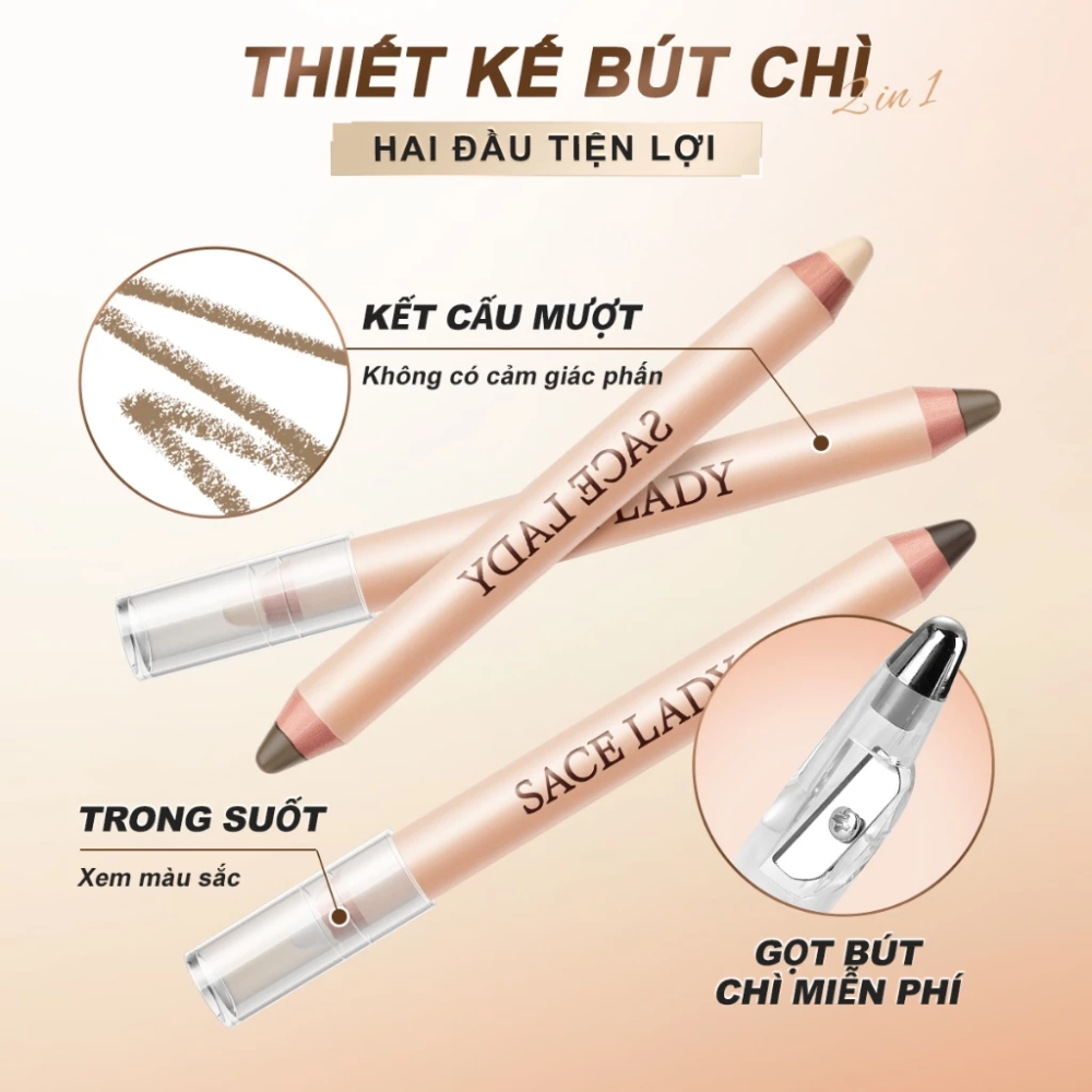 Bút tạo khối Sace Lady hai đầu SL274 3.2g trang điểm mượt mà tự nhiên